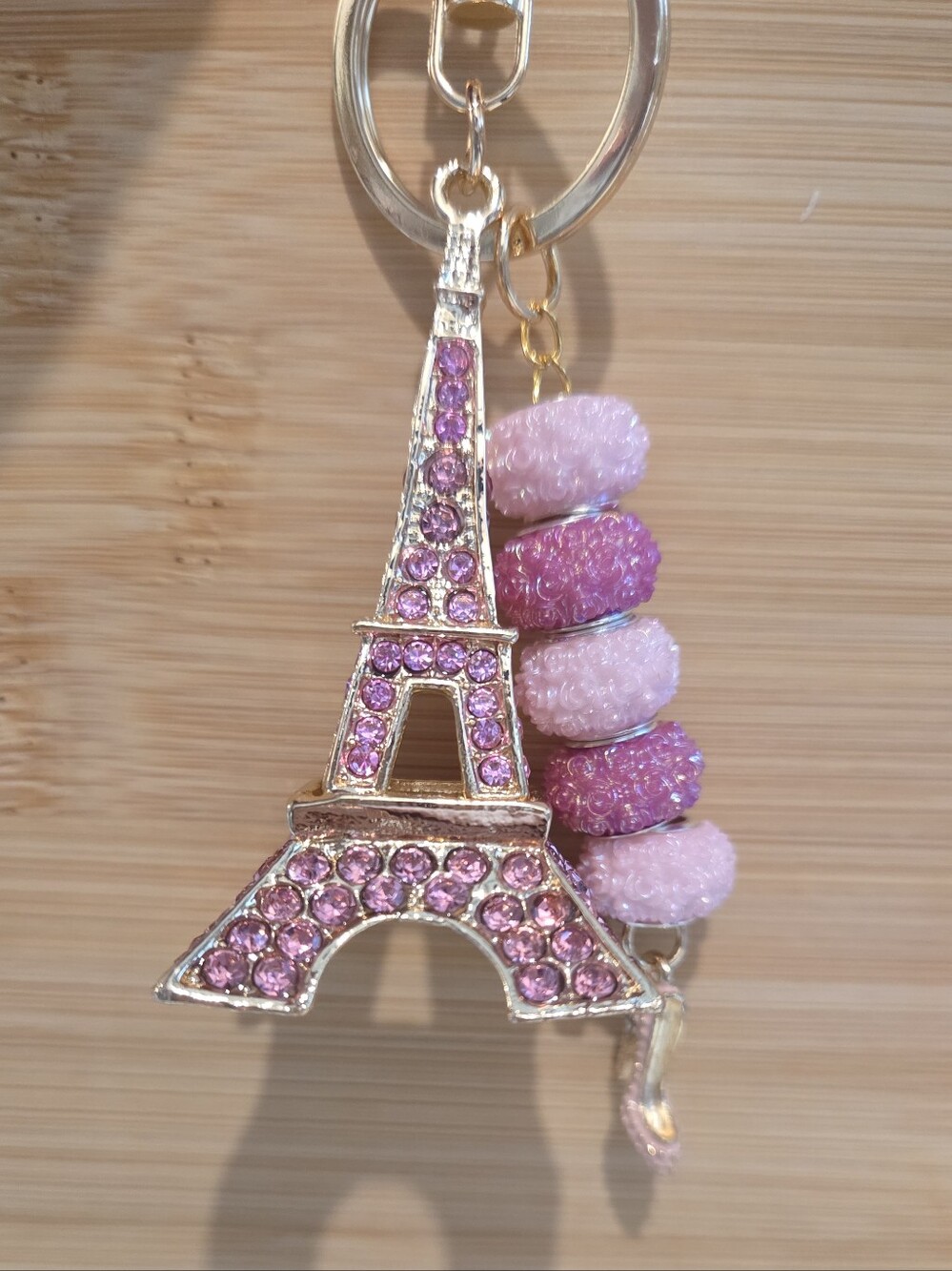 🗼 Sparkly Pink Rhinestone Eiffel Tower Keychain / Purse Charm - Picture 8 of 16
